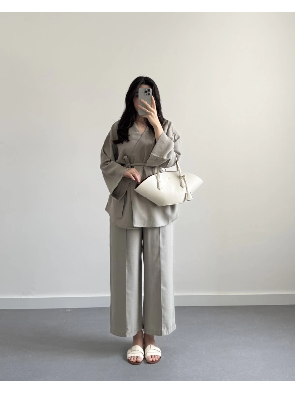 DURL MİNT YEŞİL KUŞAKLI KİMONO TAKIM