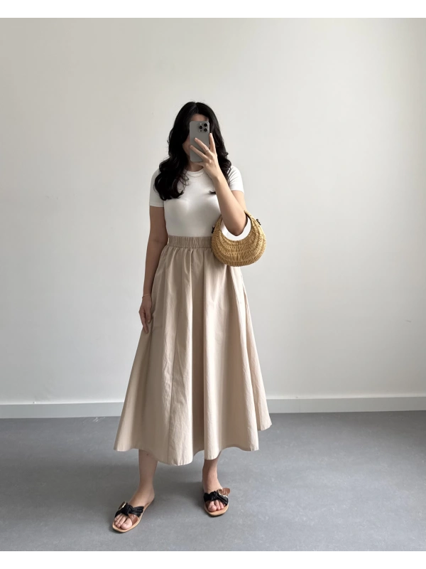 EGANT BEJ POPLİN ETEK