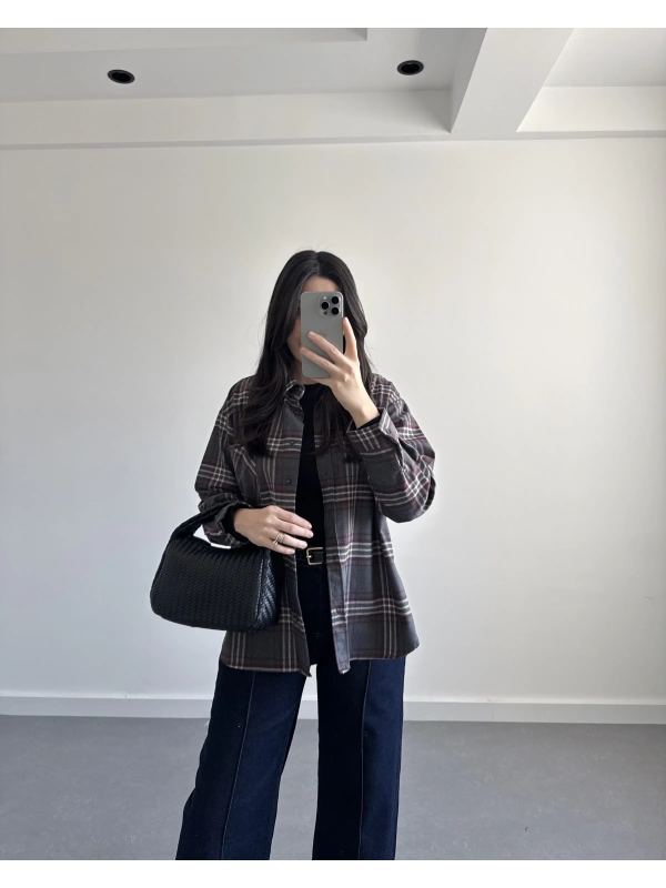 EKOSE DESEN GÖMLEK GRİ