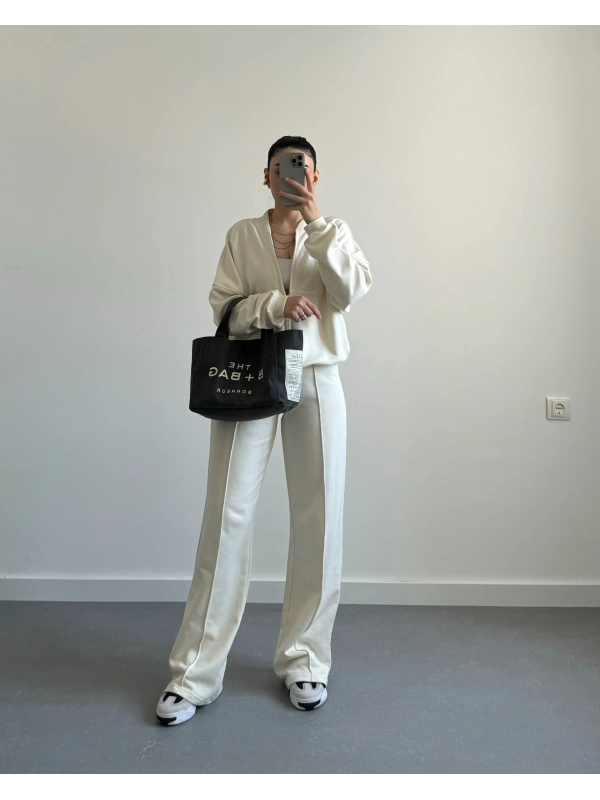 Ekru Ceketli Mevsimlik Eşofman Takımı