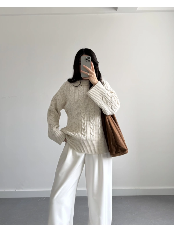 EKRU PİNTEREST ÖRGÜ KAZAK