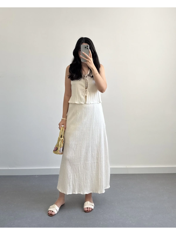 EKRU YELEKLİ ETEK TAKIM