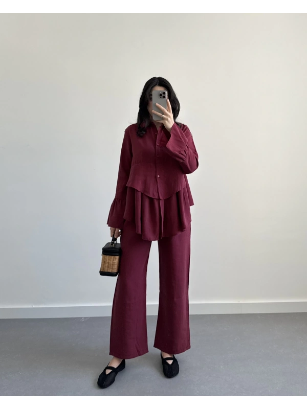 ELİX BORDO TENSEL İKİLİ TAKIM