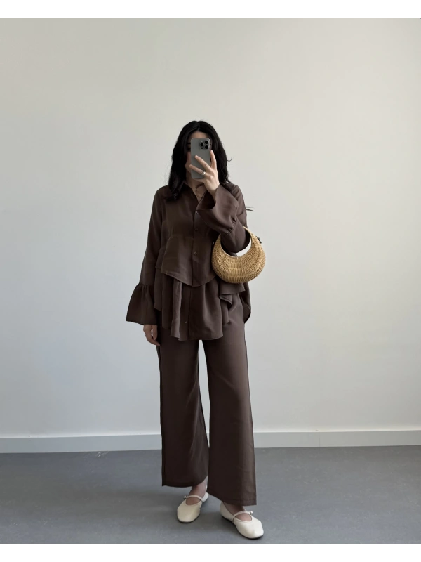 ELİX KAHVE TENSEL İKİLİ TAKIM