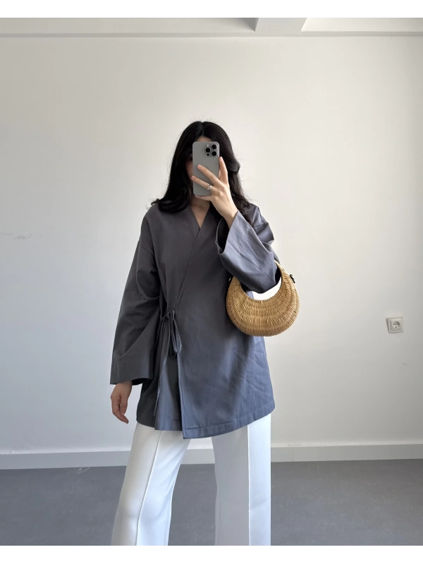 EMMA GRİ GABARDİN KİMONO