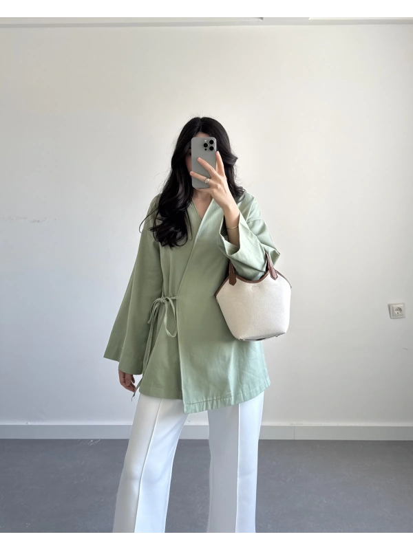 EMMA YEŞİL GABARDİN KİMONO