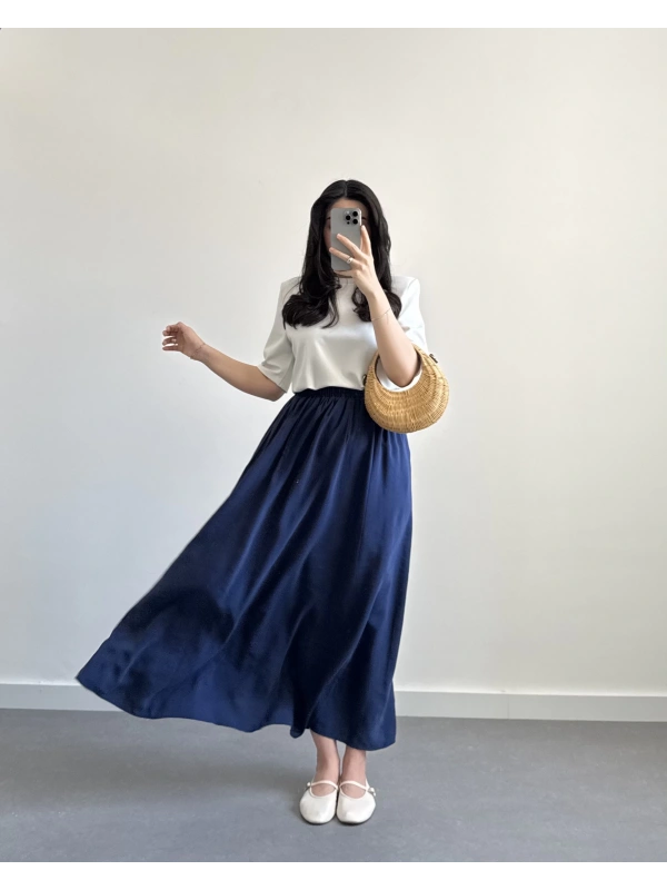 FAYLİN LACİVERT TENSEL ETEK