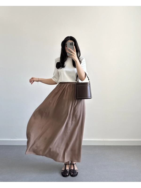 FAYLİN AÇIK KAHVE TENSEL ETEK