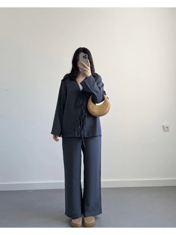 FİRE ÖNDEN BAĞLAMALI TENSEL TAKIM ANTRASİT