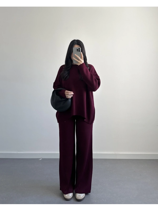 FİTİLLİ BORDO BASİC TRİKO TAKIM