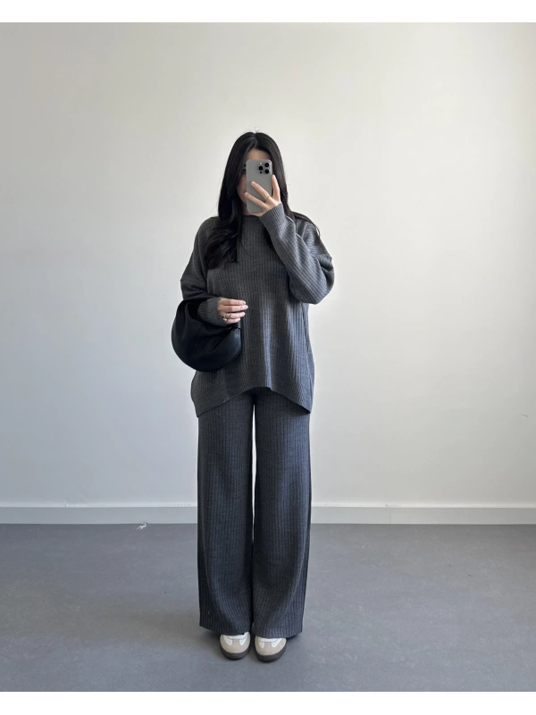 FİTİLLİ GRİ BASİC TRİKO TAKIM