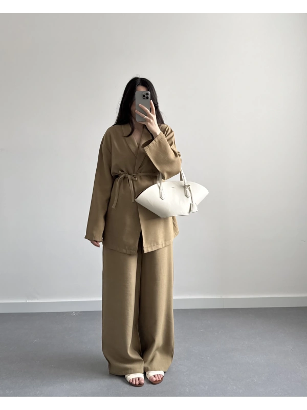 FRİDA KİMONO CEKET TAKIM HARDAL