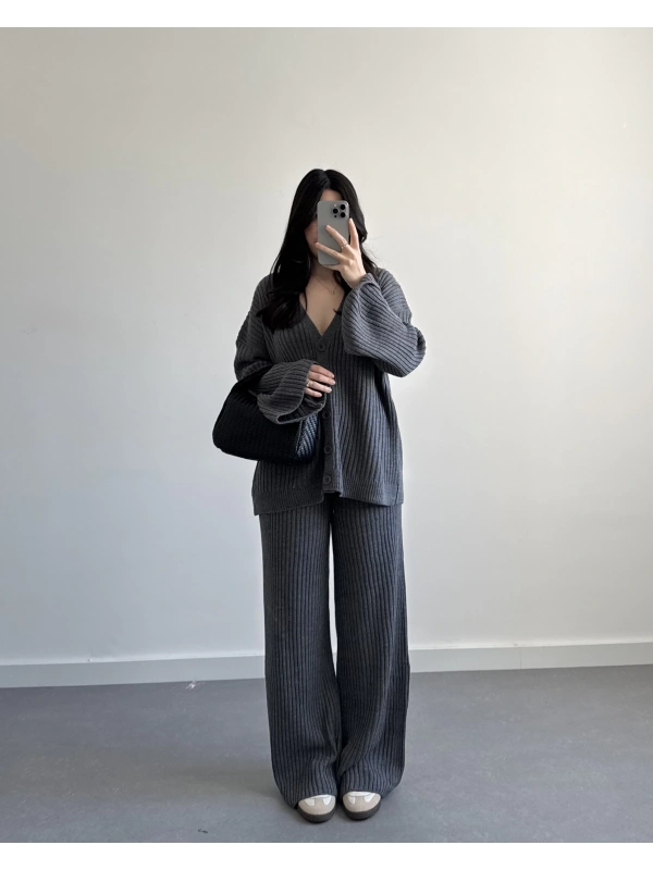 GRİ BASİC FİTİLLİ HIRKA TAKIM