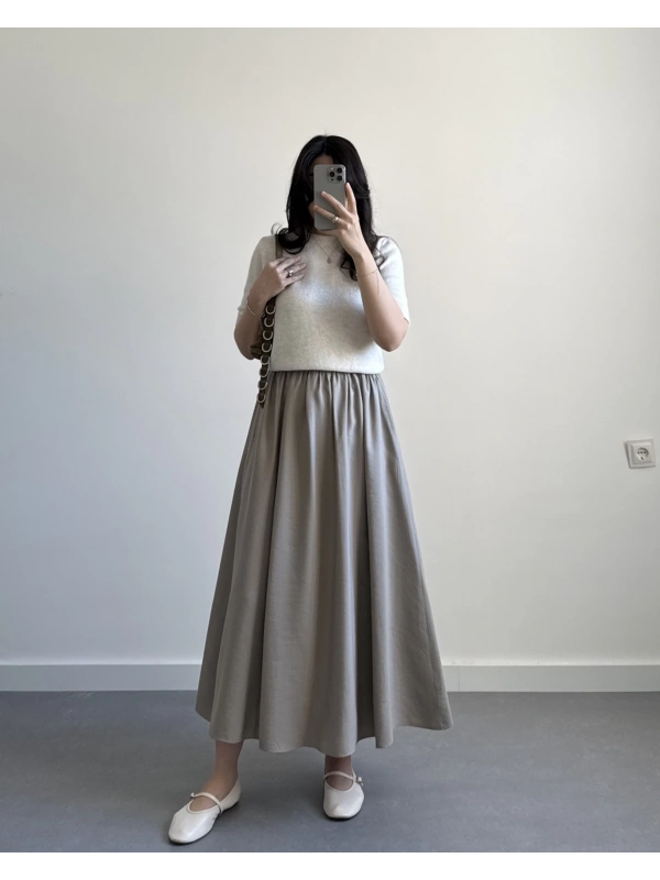 GRİ- BEJ TENSEL ETEK