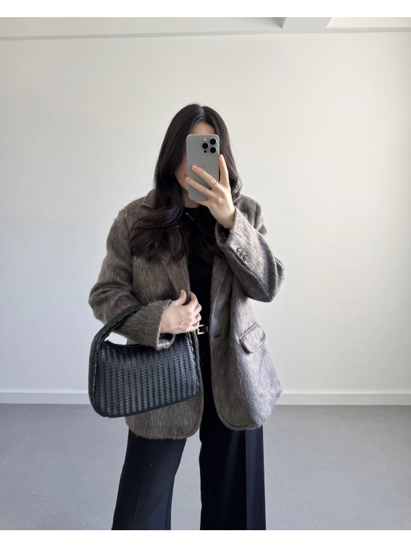 GRİ - KAHVE SAKALLI BLAZER CEKET