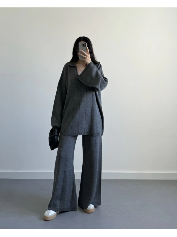 GRİ PREMİUM V YAKA TRİKO TAKIM