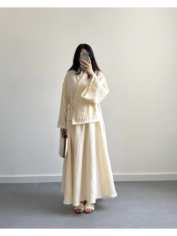 GÜL DETAYLI MODAL ETEK TAKIM TAŞ