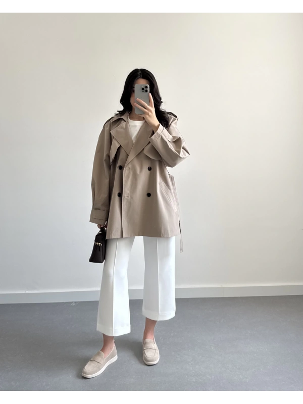 HAKİ ARA BOY PREMİUM TRENÇKOT