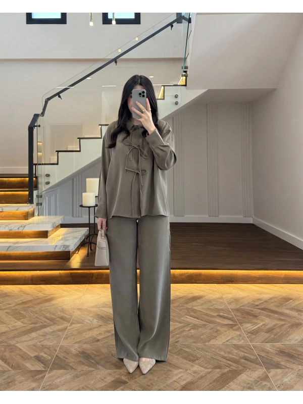 HAKİ BAĞLAMALI GÖMLEK TAKIM -8949