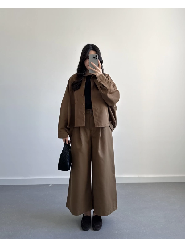 HAKİ GENİŞ PAÇA OVERSİZE TAKIM