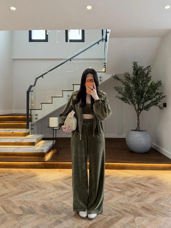 HAKİ KADİFE 3 LÜ TAKIM-0097