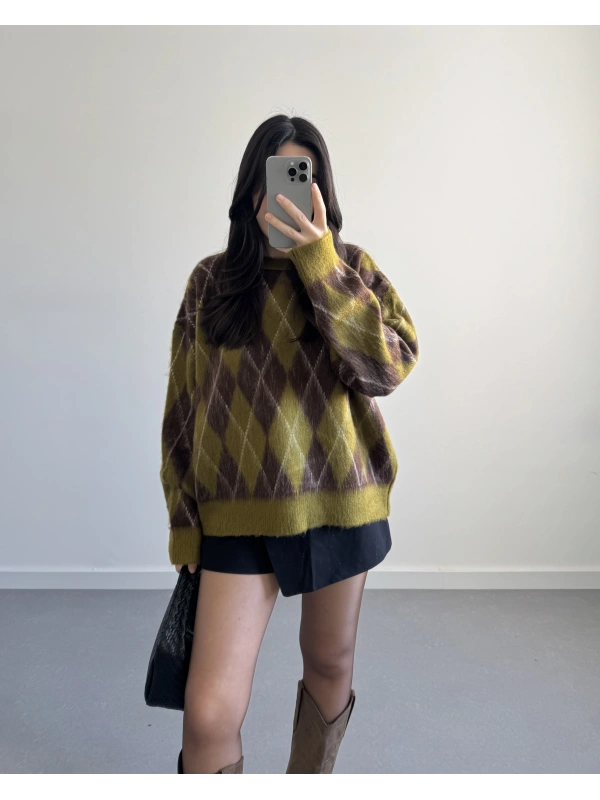 HAKİ-KAHVE BAKLAVA KAZAK