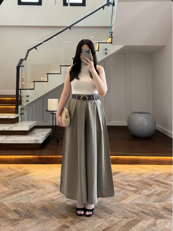HAKİ KEMERLİ ETEKLİ PANTOLON-51354