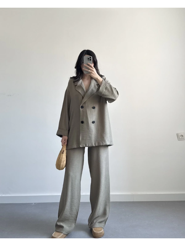 HAKİ KRİNKIL KUMAŞ CEKET TAKIM