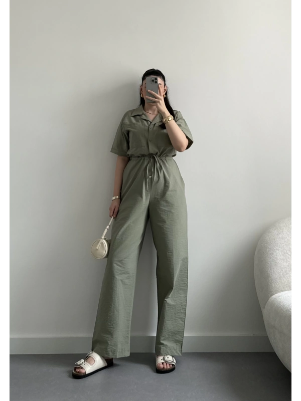 Haki paraşüt kumaş tulum