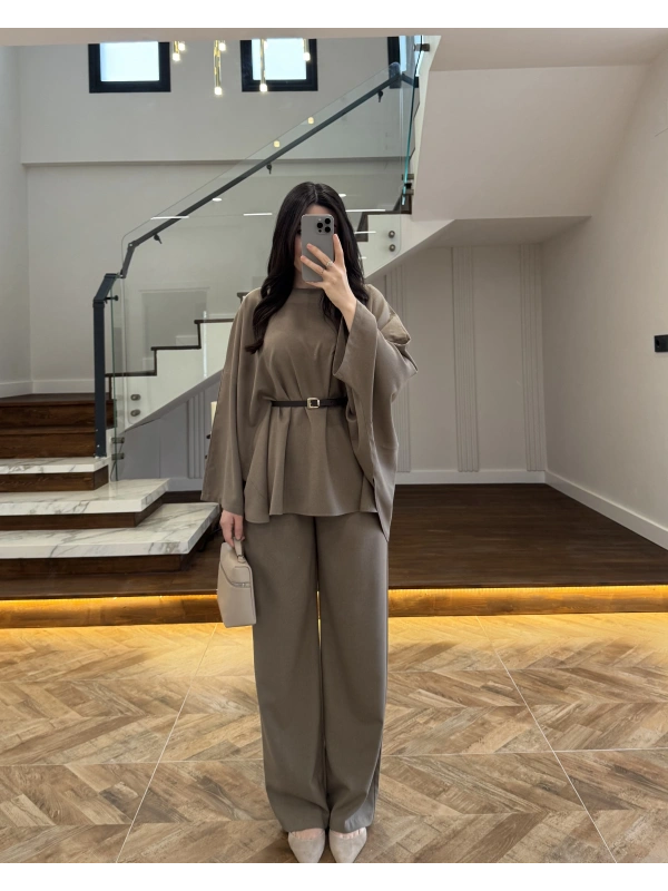 HAKİ PELERİN PANTOLON TAKIM -8898