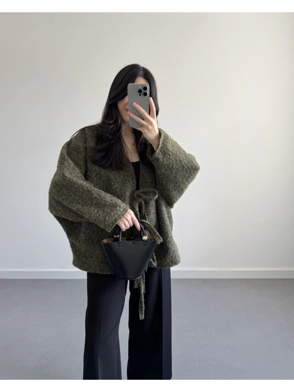 HAKİ SAKALLI KAŞE TASARIM CEKET