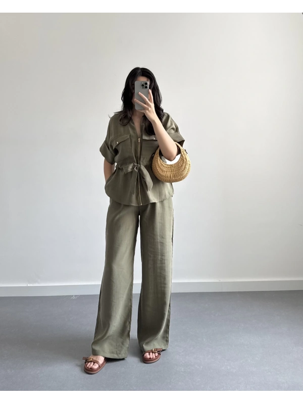 HAKİ TENSEL FERMUARLI İKİLİ TAKIM