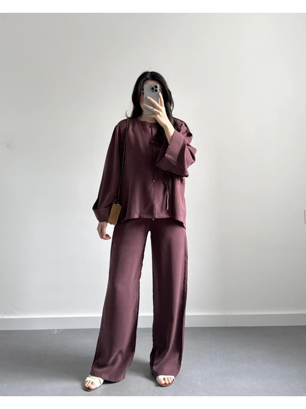 HAKİM YAKA AÇIK BORDO MODAL TAKIM