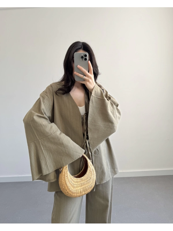 HAM KETEN HAKİ SALAŞ KİMONO(sadece üst