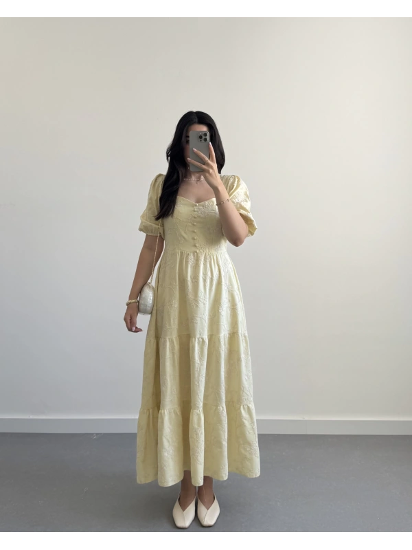 HANNA GÜPÜRLÜ SARI ELBİSE