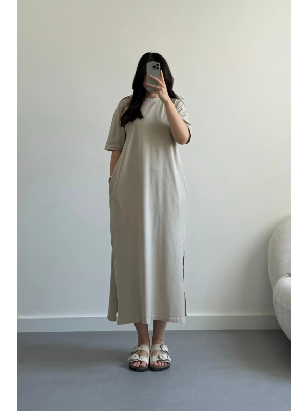 Hary Bej  Yıkamalı Cepli Elbise