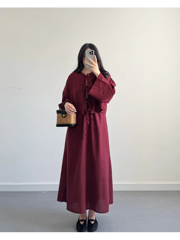 HEZA PİNTEREST ETEK TAKIM BORDO