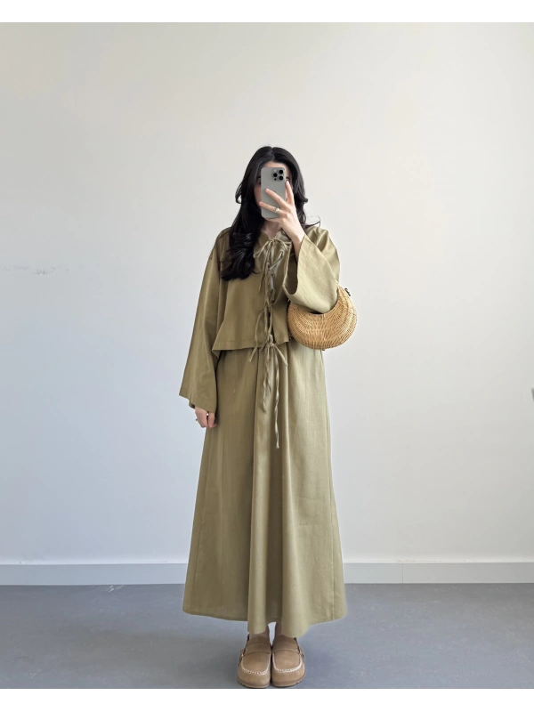 HEZA PİNTEREST ETEK TAKIM YAĞ YEŞİL