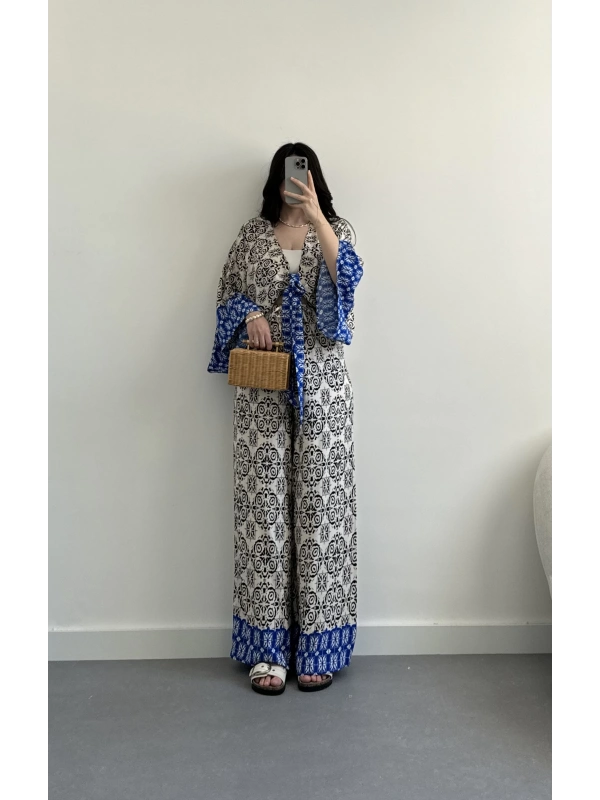 Holly mavi tensel kimono takım
