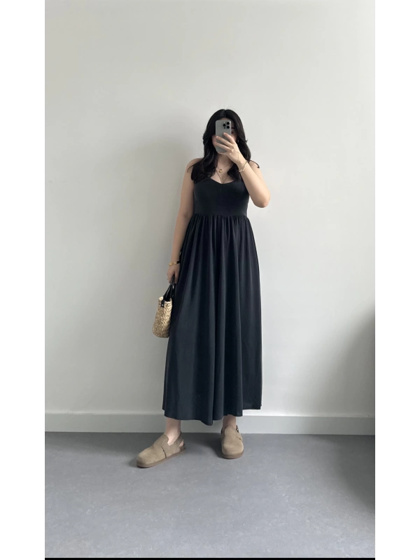 Antrasit İp askılı modal kumaş tulum