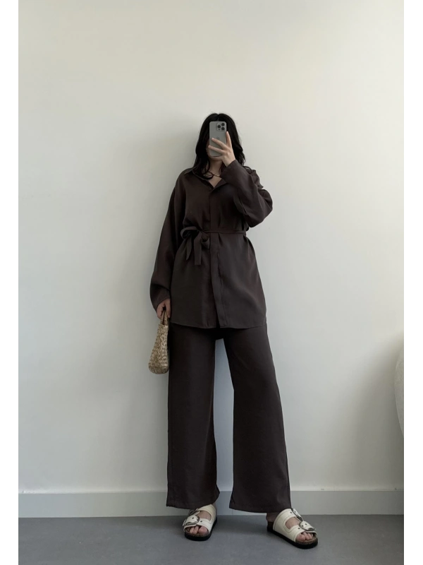 Jayla kahverengi tensel takım