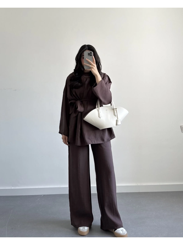 JESSE KAHVERENGİ KUŞAKLI İKİLİ TAKIM