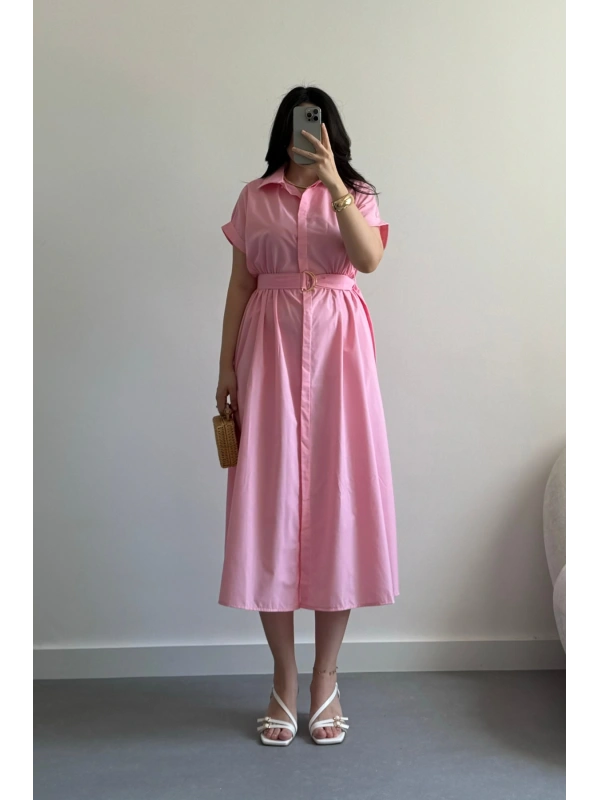 Jessi Pembe Midi Boy Elbise