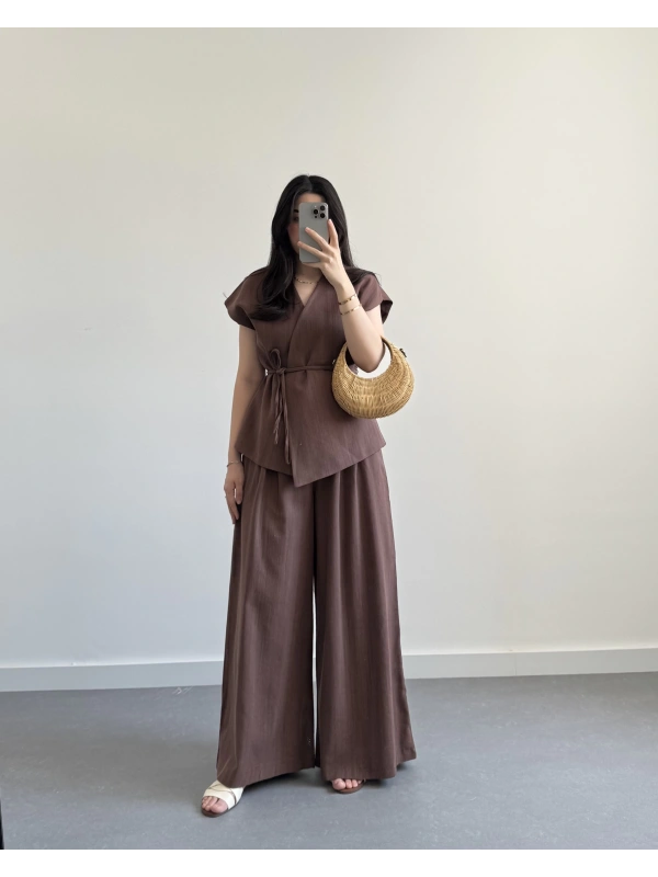 JESUS KAHVE KETEN YELEK TAKIM