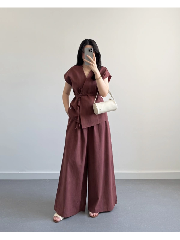 JESUS KİREMİT KETEN YELEK TAKIM