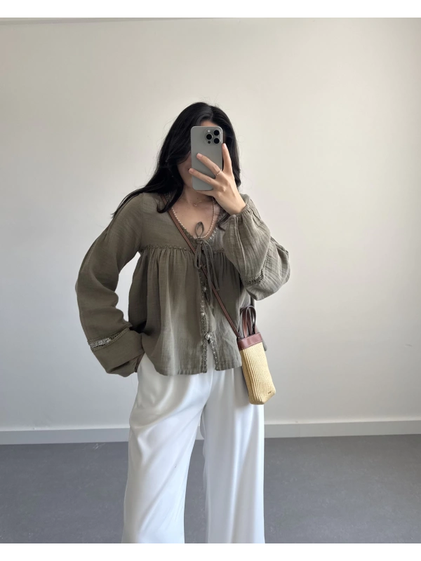 JOSİE HAKİ MÜSLİN BLUZ