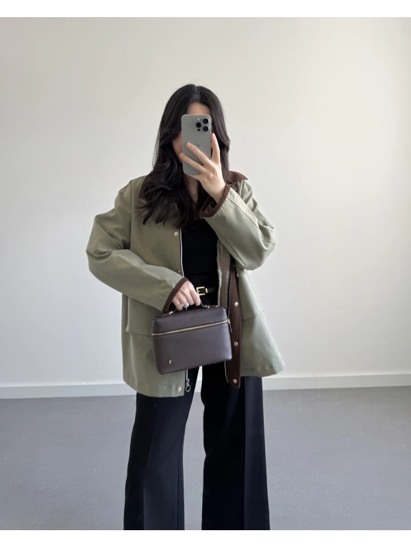 KADİFE YAKALI VİSKON CEKET HAKİ