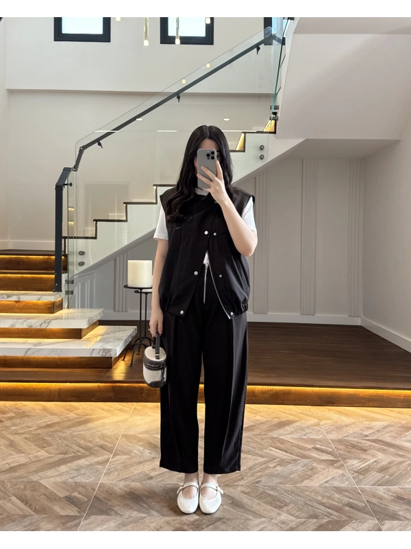 KAHVE ASTARLI YELEK PANTOLON TAKIM-7169