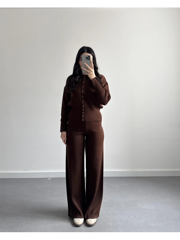 KAHVE ÇITÇITLI TRİKO TAKIM