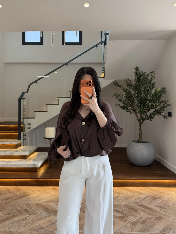 KAHVE DİK YAKALI BUMBER CEKET-9775